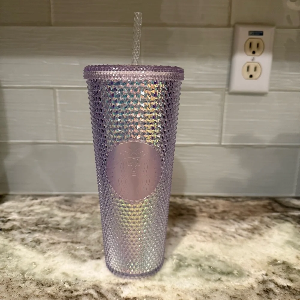 Starbucks 2018 RARE Unicorn Studded Iridescent 24oz Tumbler Cup Straw
